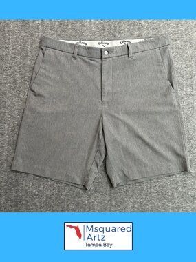 Callaway Golf Shorts Gray Performance Stretch Flat Front Size 36 Mens
